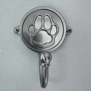 Silver Paw Print  Leash Wall Hook